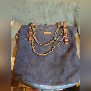 Liebeskind Berlin Charcoal Suede Bag with Chain Accent
